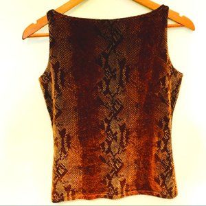Le Parfait VTG Velvety Snake Jewel Neckline Top